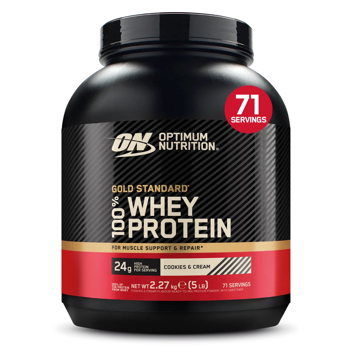 Optimum Nutrition Whey Gold Standard 2.27kg опаковка бисквитки и сметана