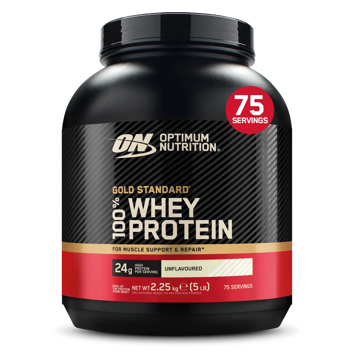 Optimum Nutrition Whey Gold Standard 2.27kg преден изглед на опаковката