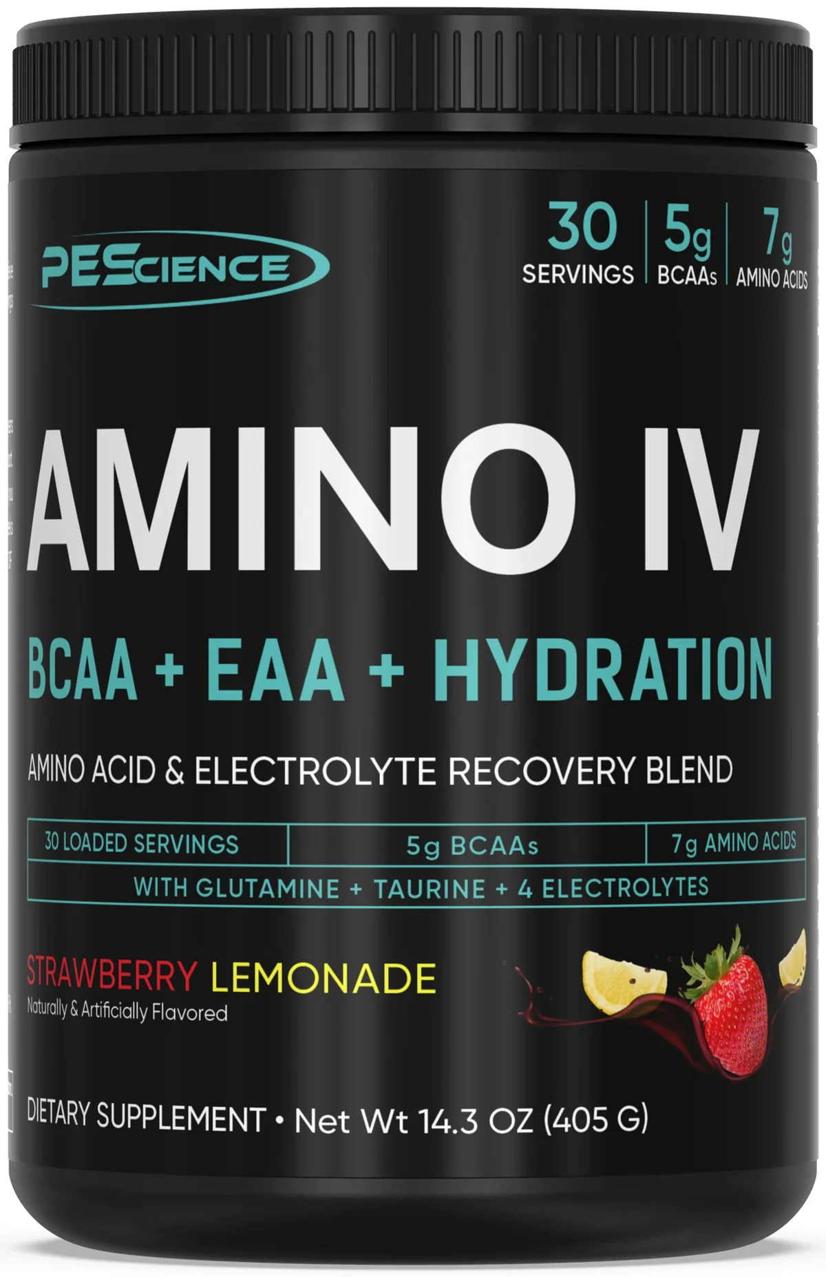 PEScience Amino IV – опаковка, показваща състава и начина на прием
