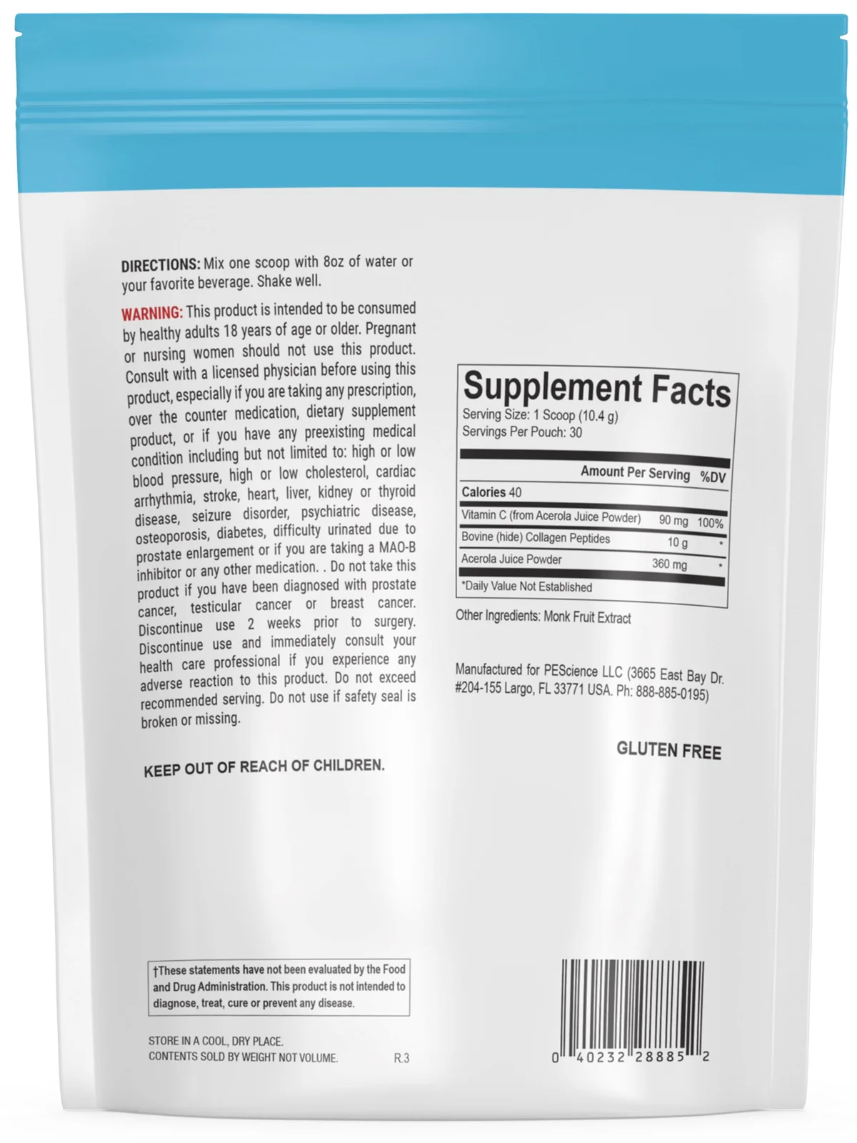 PEScience Collagen Peptides на прах в мерителна лъжичка, готова за смесване