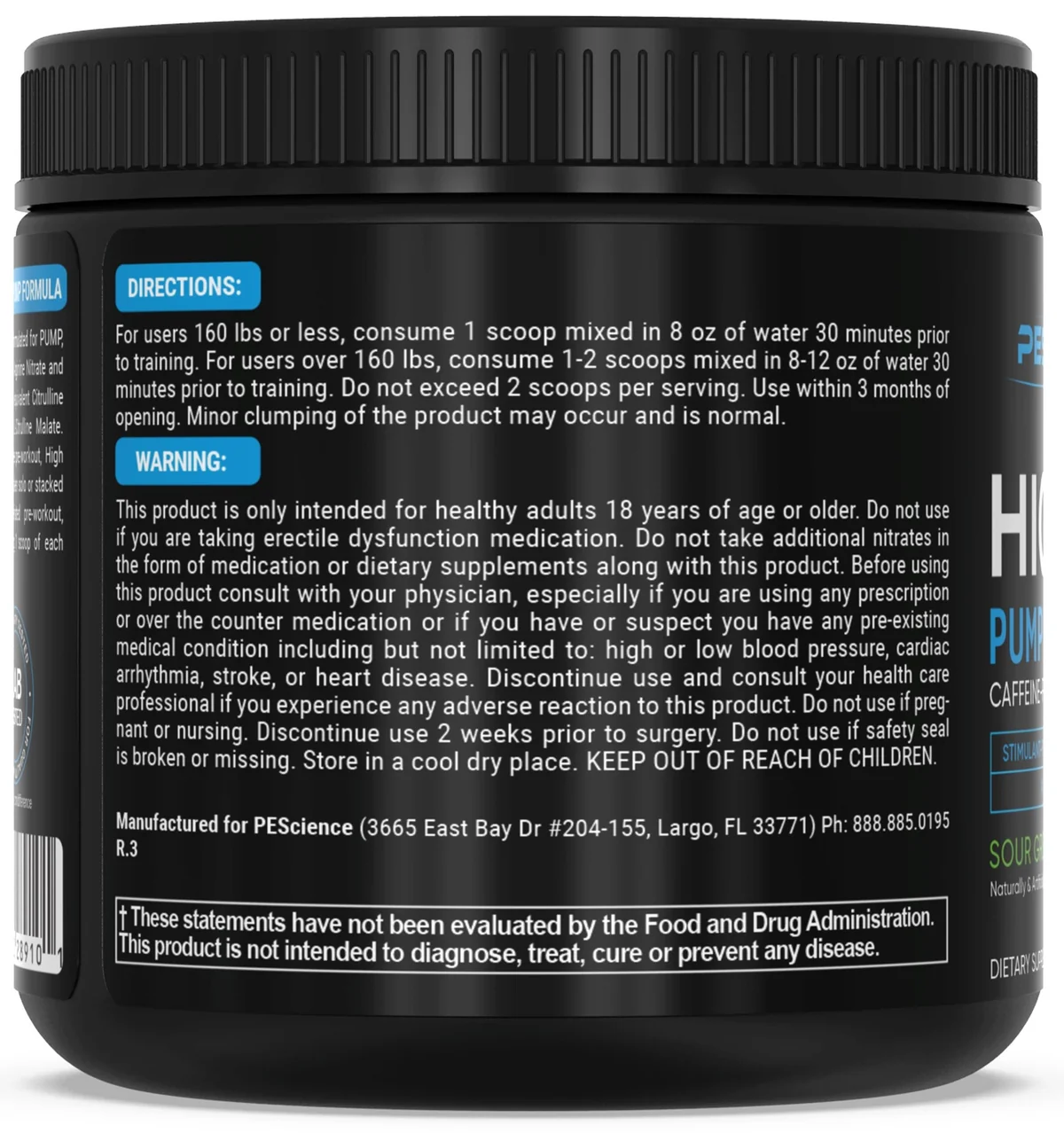 Отворена опаковка PEScience High Volume, показваща лъжичката и праха