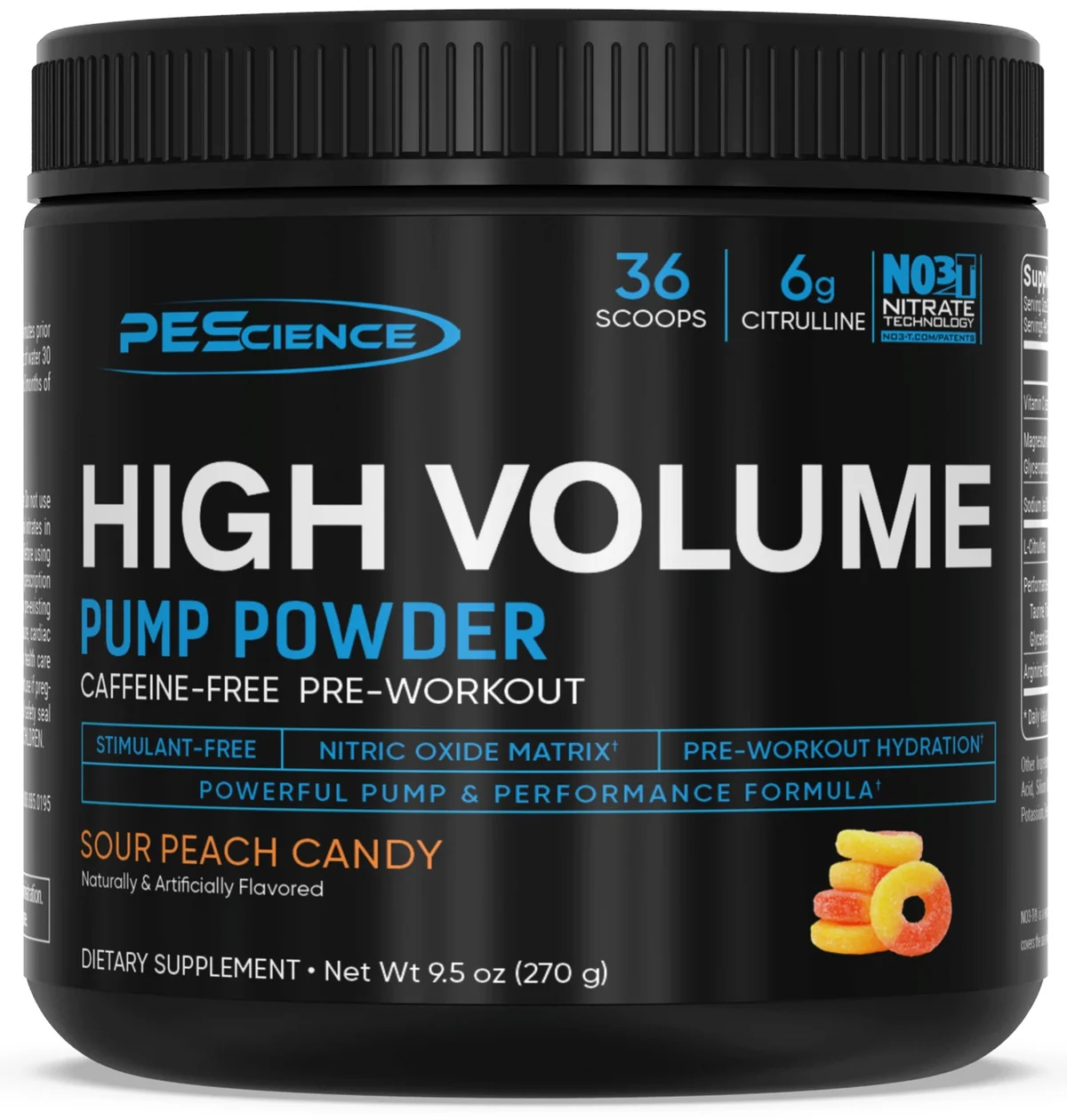 Етикет със съставките и хранителната стойност на PEScience High Volume