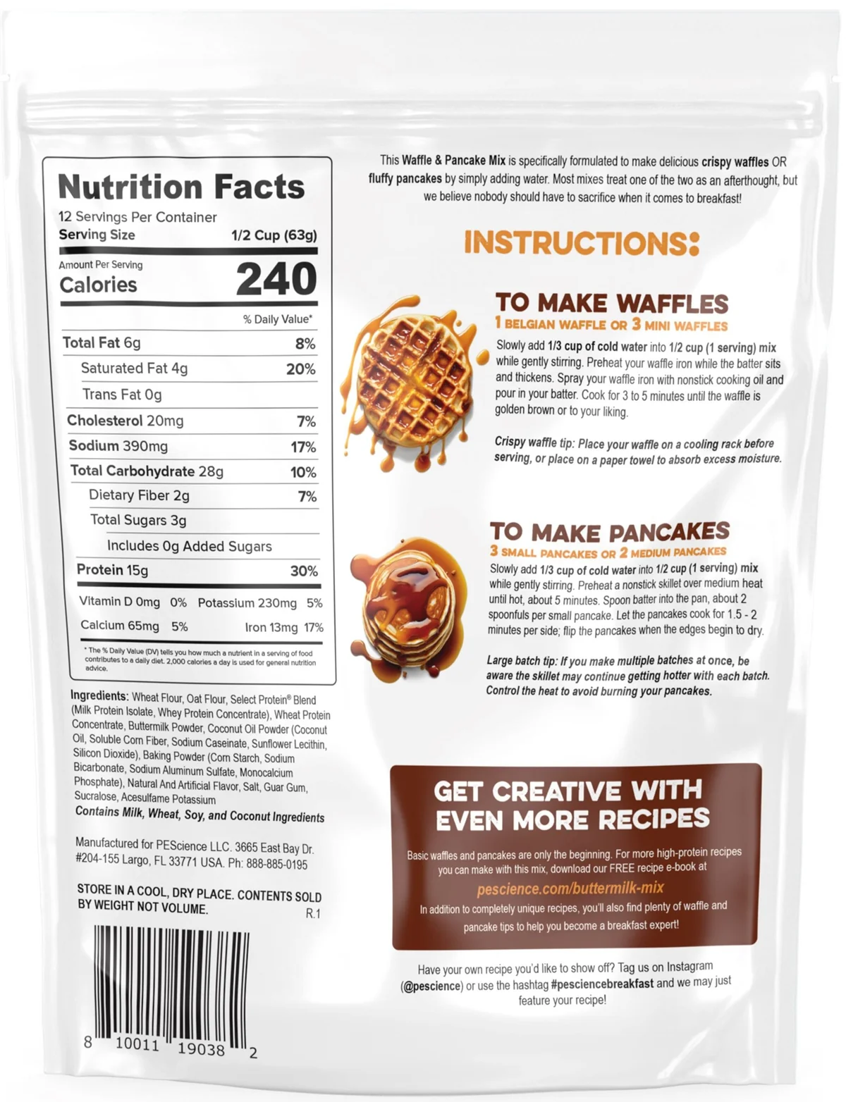 Кутия PEScience Pancake & Waffle Mix с вкус Dark Chocolate