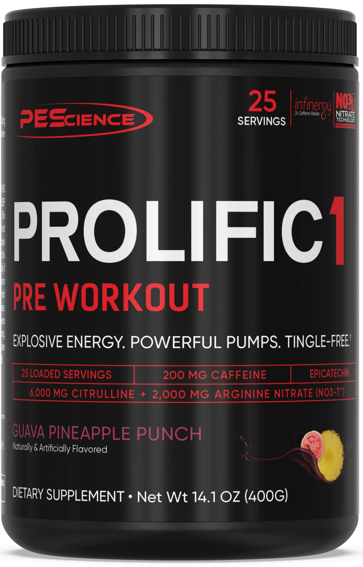 PEScience Prolific 1 с отворена капачка и мерителна лъжичка