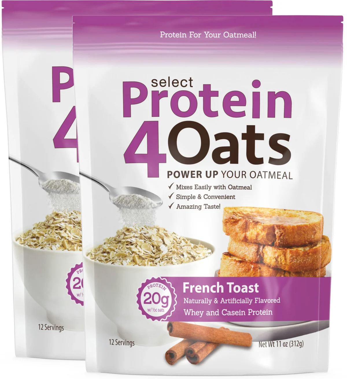 Опаковка PEScience Protein4Oats с вкус Apple Cinnamon, показваща съдържанието
