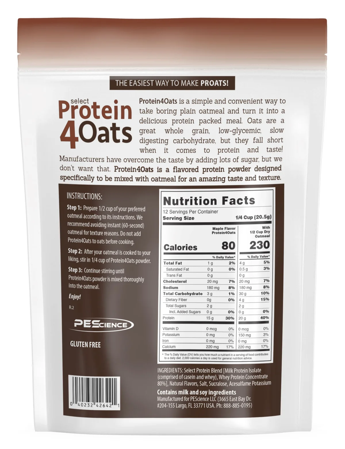 Приготвена купа овесени ядки, поръсена с PEScience Protein4Oats