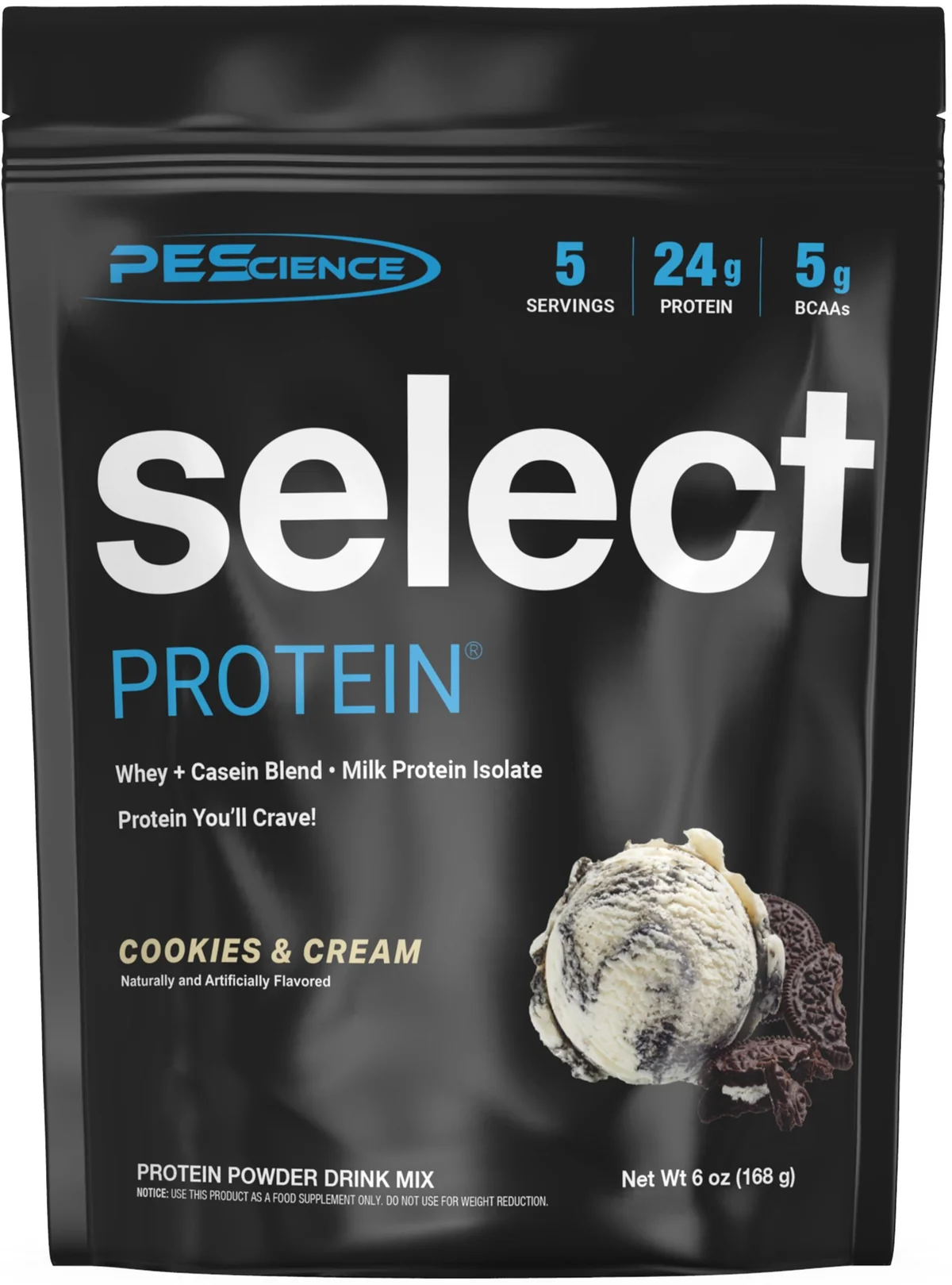 PEScience Select Protein (5 порции) на фона на спортна екипировка
