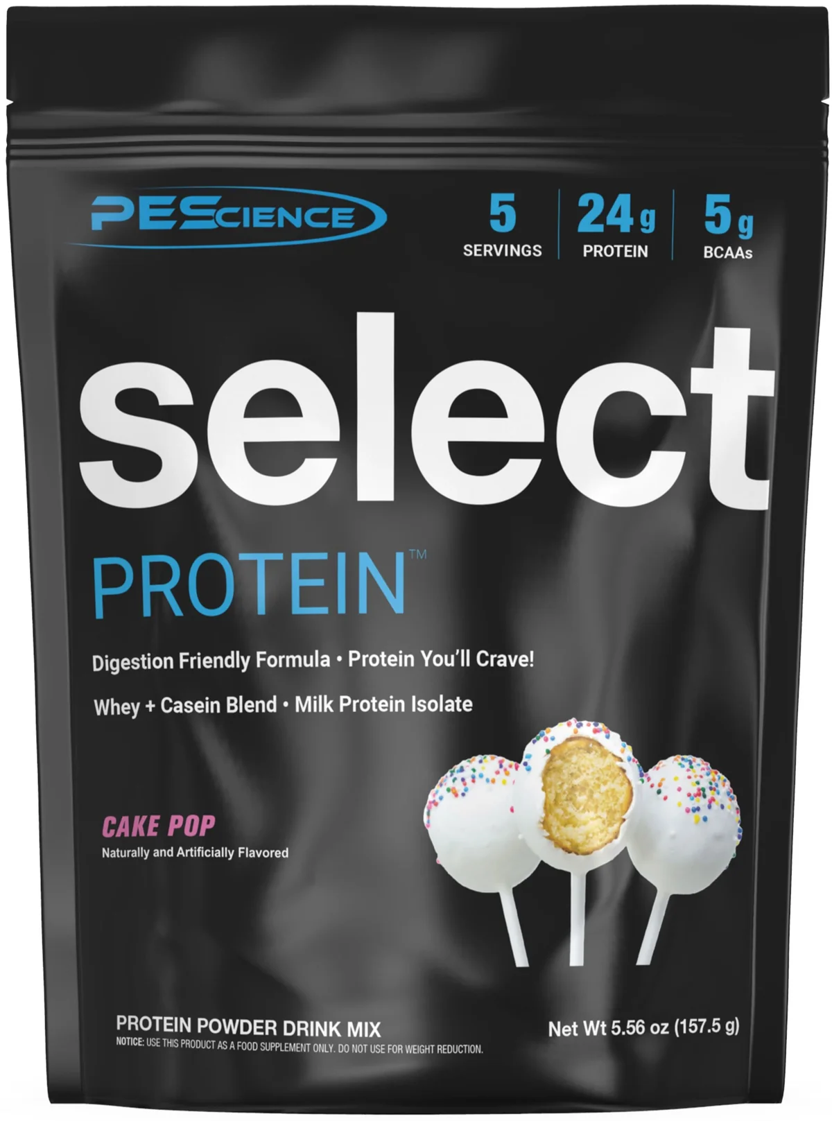 Близък план на няколко от индивидуалните опаковки с протеин PEScience Select Protein
