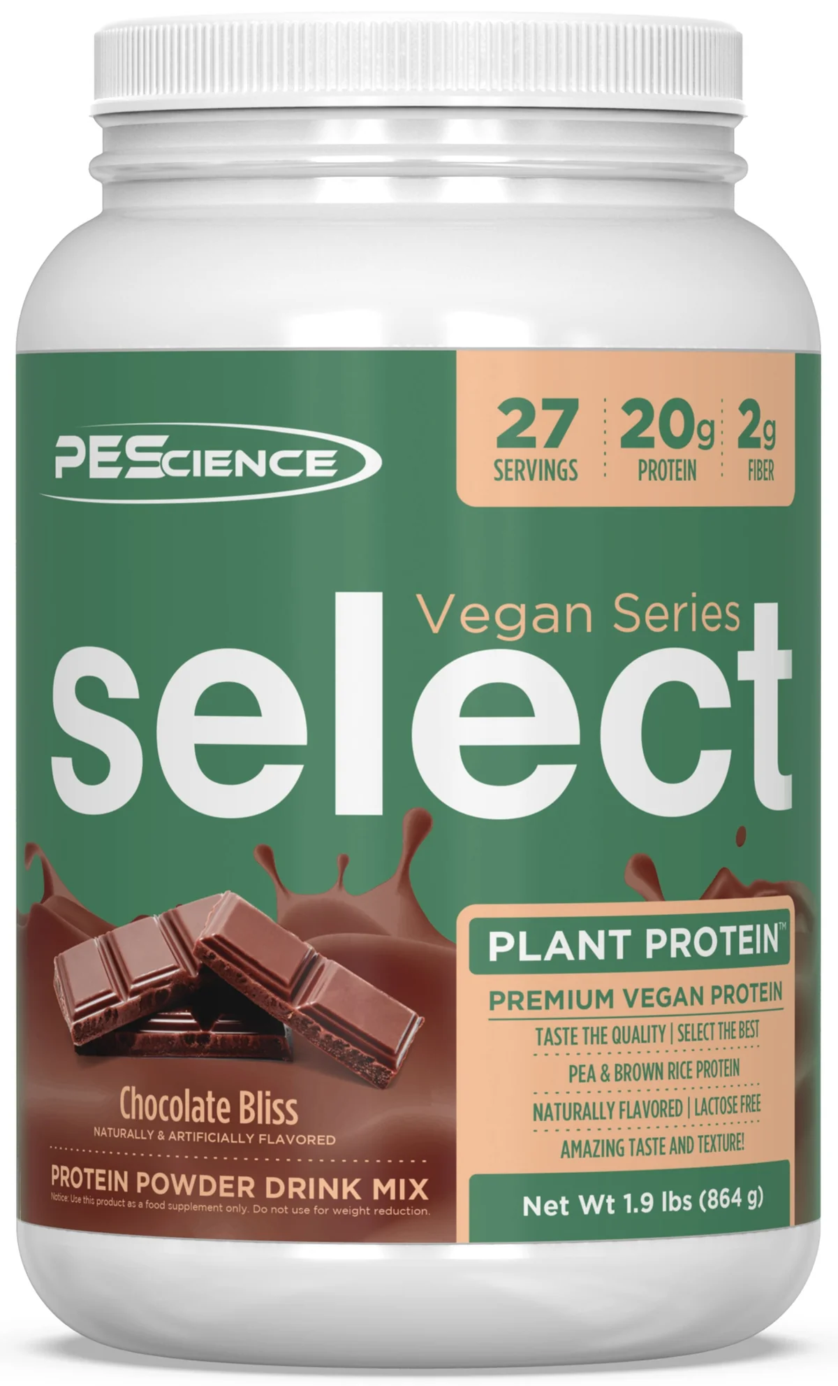 PEScience Select Protein Vegan Series – близък план на текстурата на праха