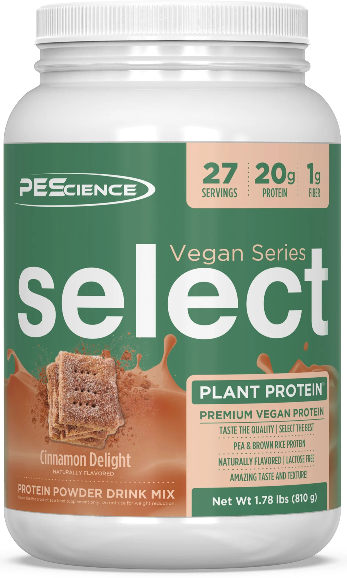 Етикети на PEScience Select Protein Vegan Series с информация за хранителните стойности
