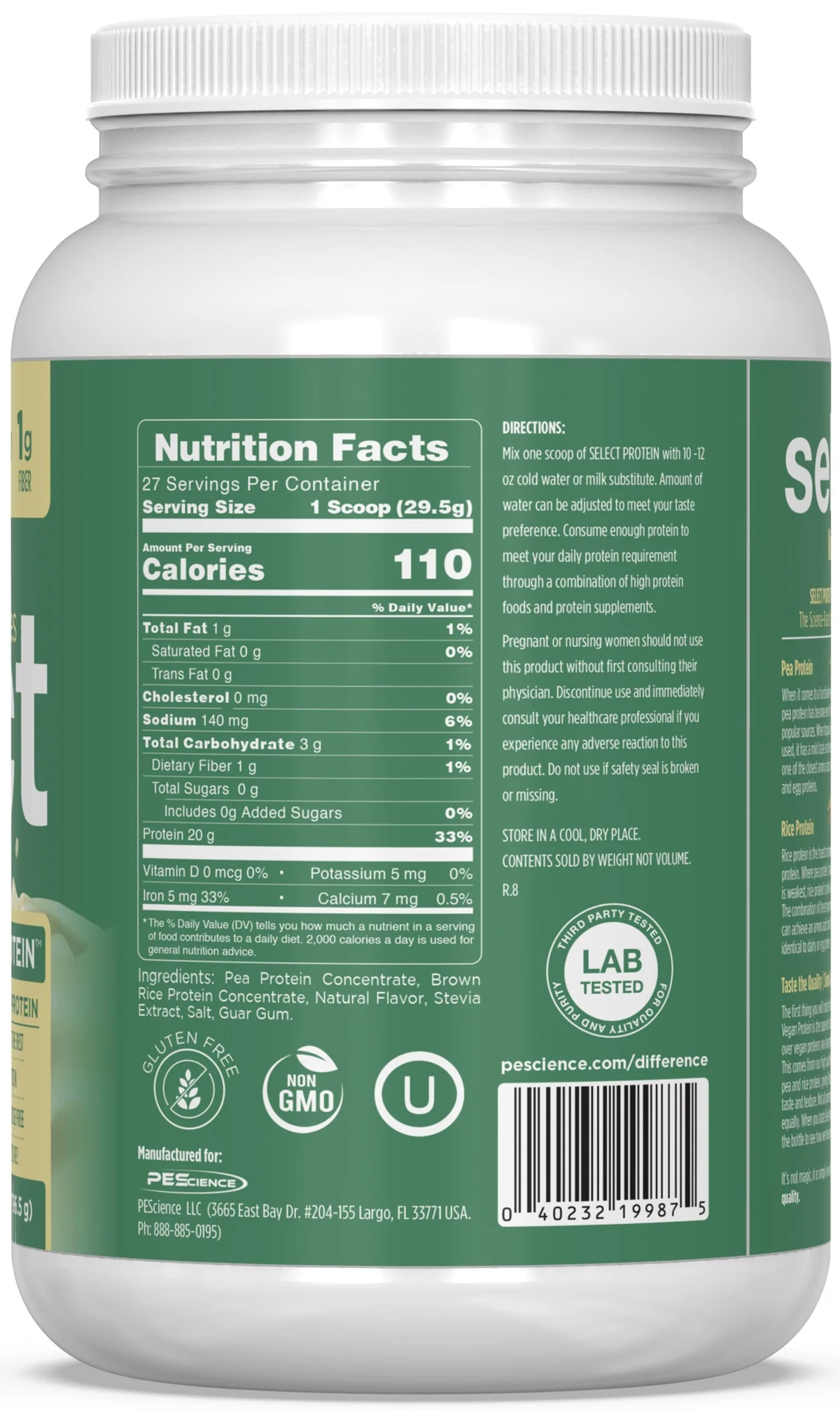 PEScience Select Protein Vegan Series (5 порции) - изглед отблизо на етикета с името на продукта