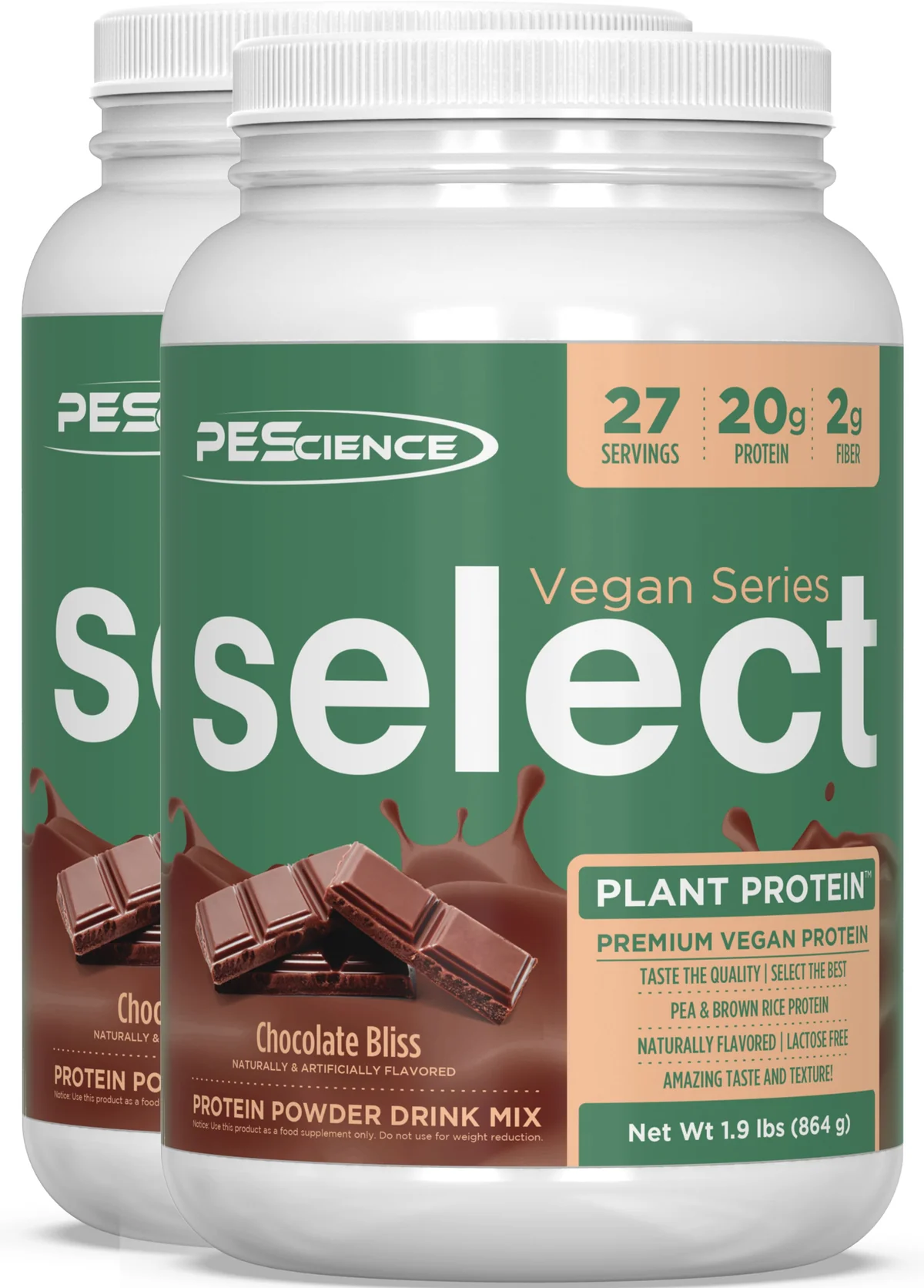 Групова снимка на всички пет вкуса на PEScience Select Protein Vegan Series