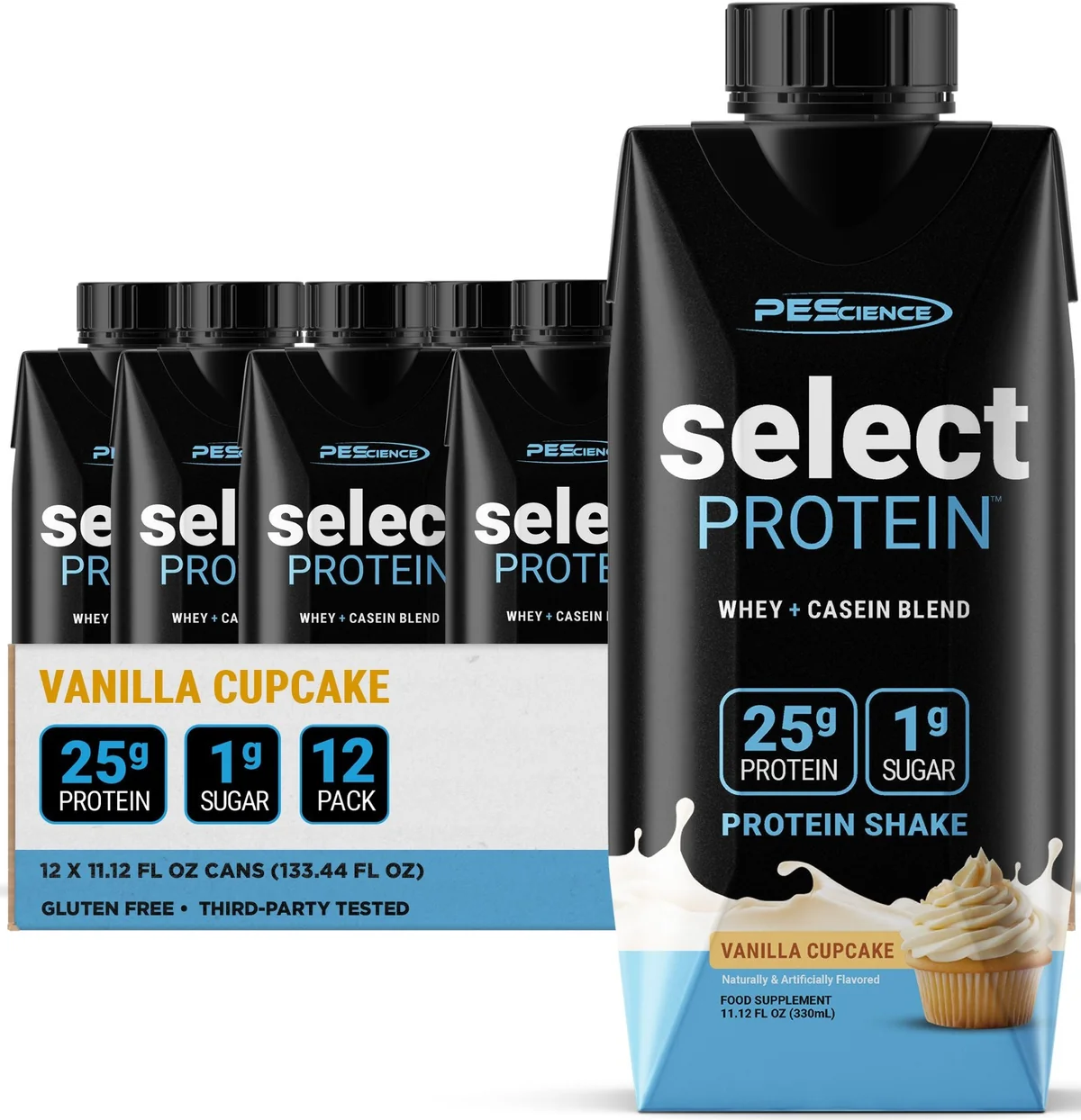 PEScience Select RTD (12 бр.) – опаковка с бутилки готов протеинов шейк, вкус Vanilla Cupcake
