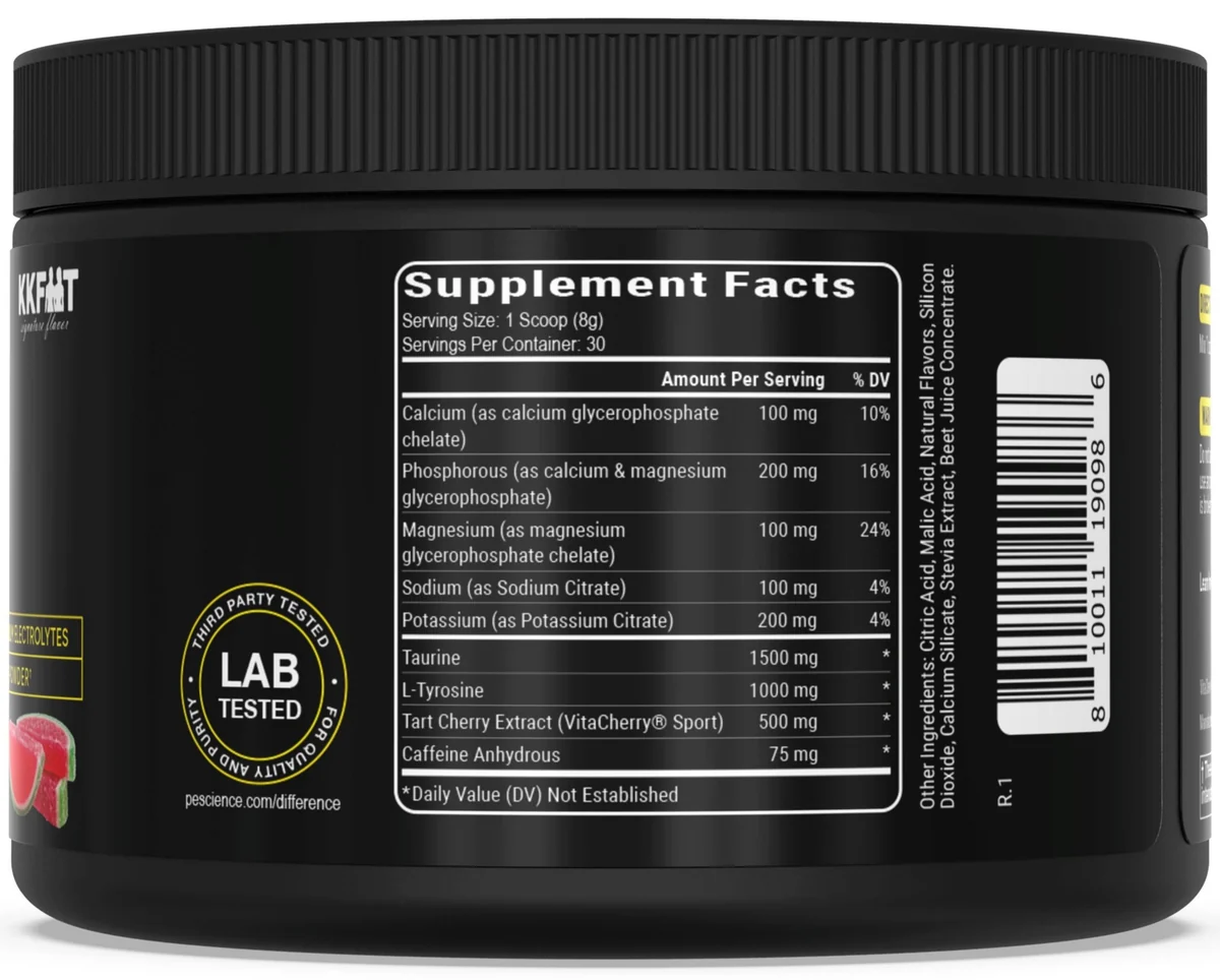 Опаковка на PEScience Versalyte Charged Sour Watermelon отпред, с фокус върху името на продукта
