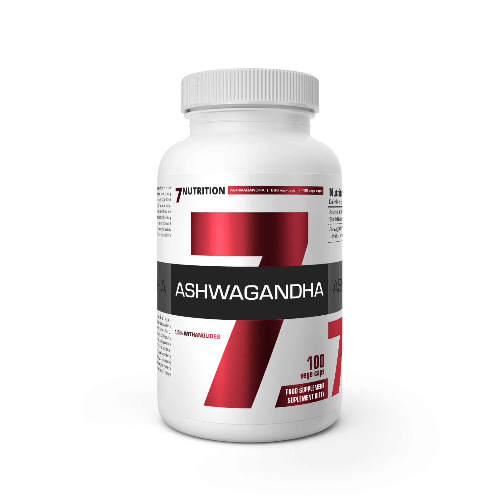 7Nutrition - ASHWAGANDHA 100 vege caps етикет с информация за състава