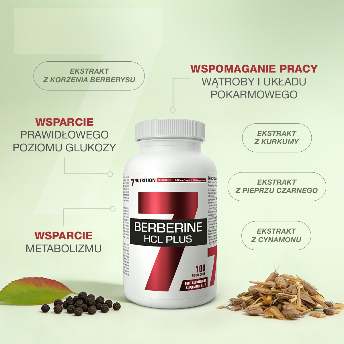 7Nutrition - BERBERINE HCL PLUS 100 vege caps хранителна таблица