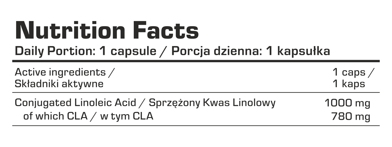 7Nutrition - CLA 1000 - 100 softgels хранителна таблица