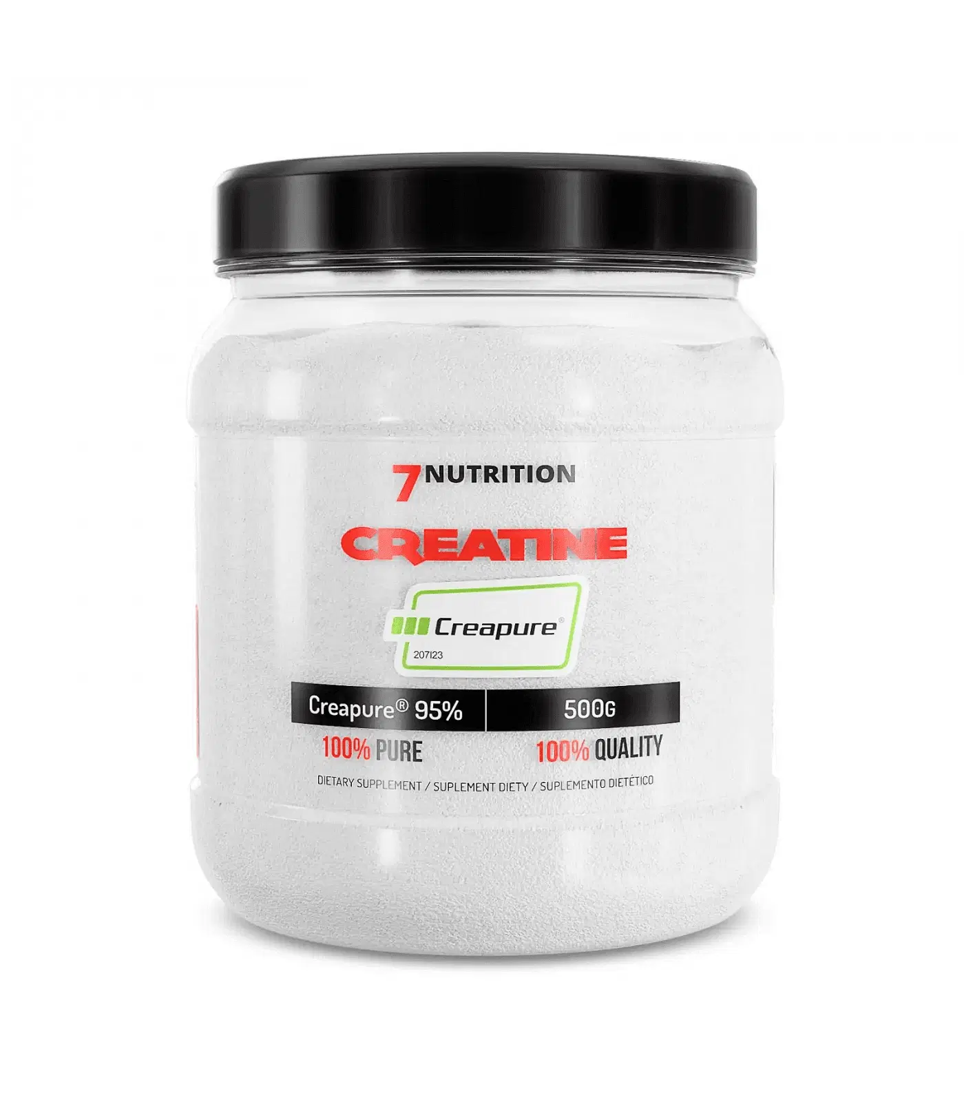 7Nutrition CREAPURE Creatine Monohydrate / 500g прозрачна опаковка с бяло съдържание