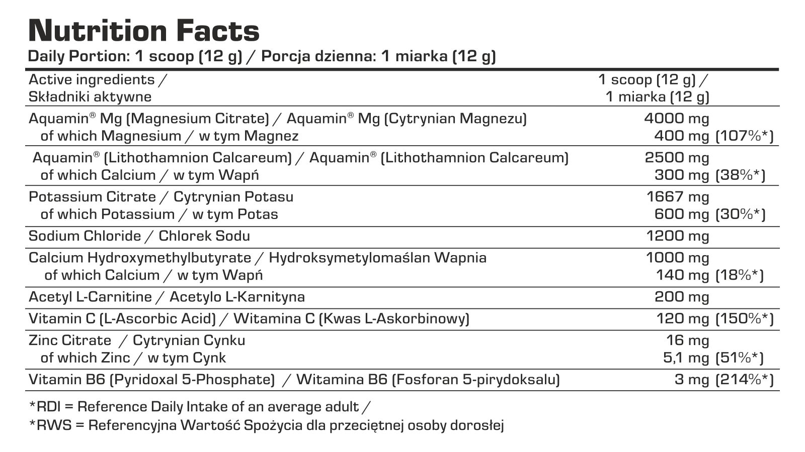 7Nutrition - KETO ELECTROLYTES 360g портокалов вкус детайлна хранителна таблица