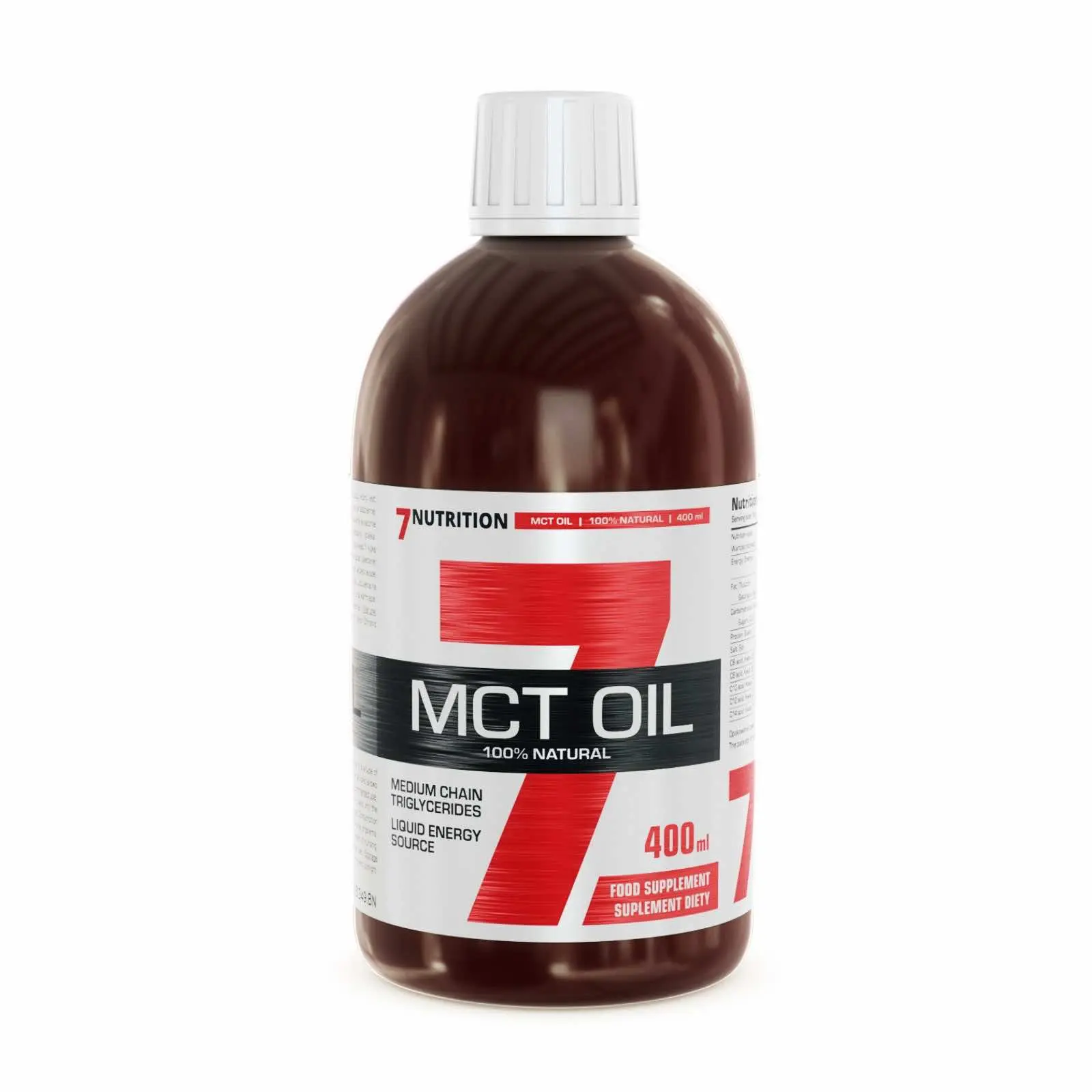 7Nutrition - MCT OIL 400 ML бутилка, преден изглед с етикет