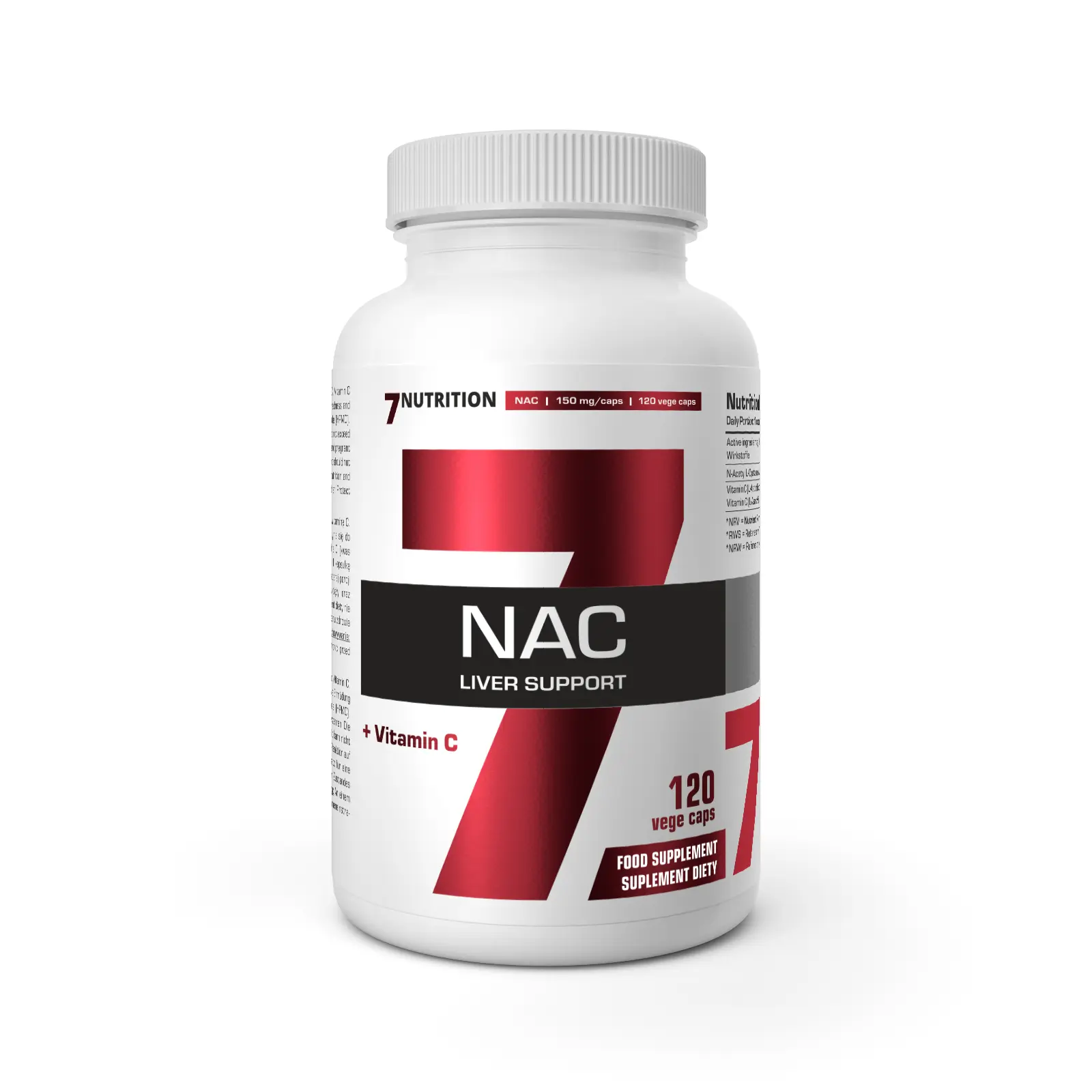 7Nutrition - NAC 120 vege caps опаковка преден изглед