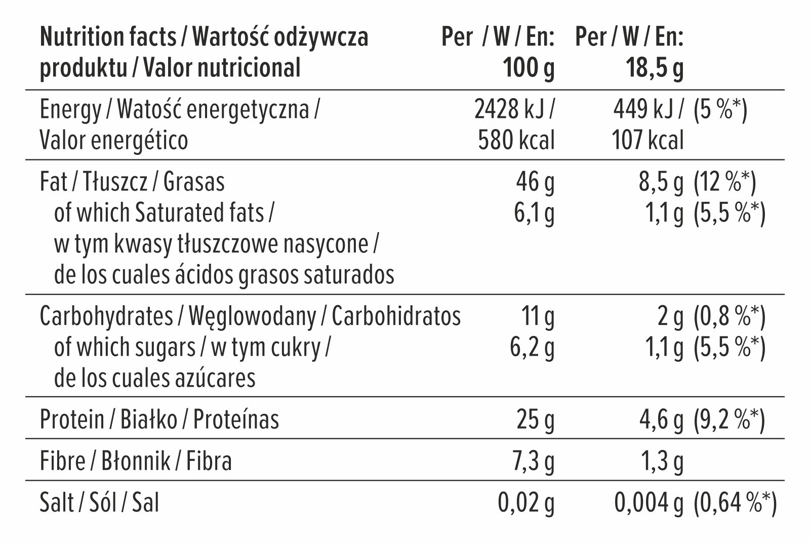 7Nutrition - Peanut Butter 500g етикет с информация