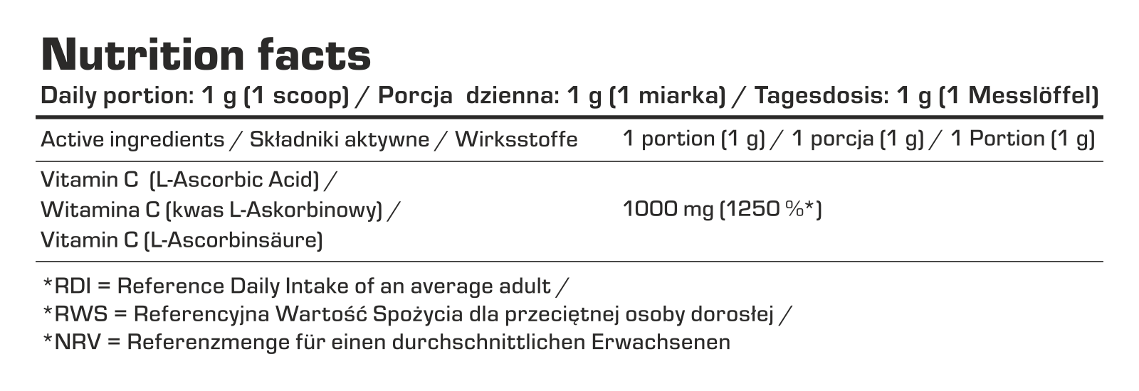 7Nutrition - Vitamin C PURE 250g