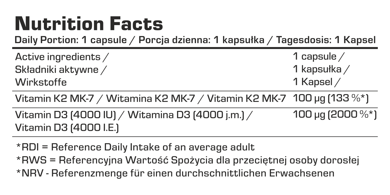 7Nutrition - VITAMIN D3 4000 + K2 FORTE 120 caps