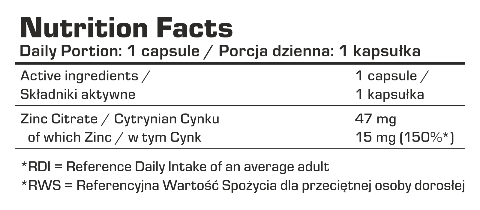 7Nutrition - ZINC CITRATE 15mg 100caps