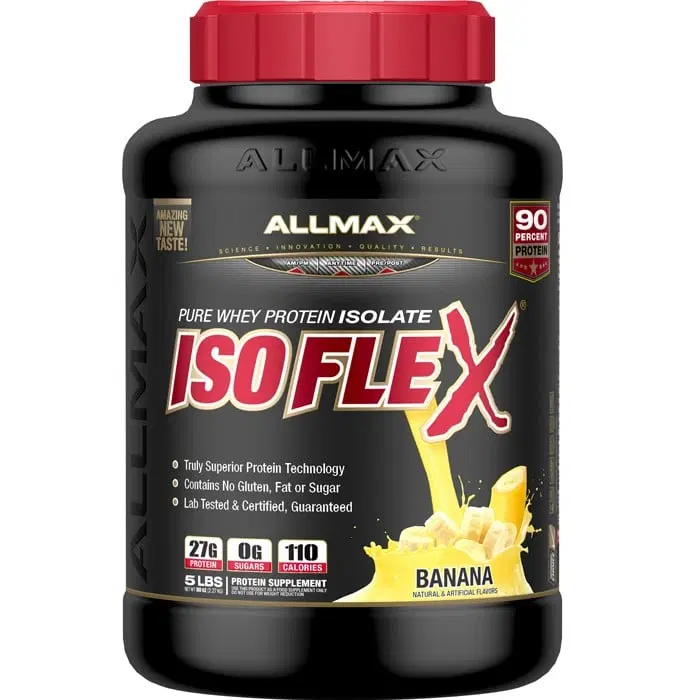 AllMax Nutrition AllMax - IsoFlex / 5lb. протеин с вкус банан, преден изглед