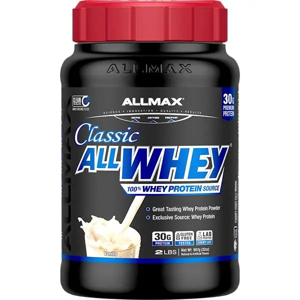 AllMax Nutrition AllMax - All Whey / 2lb Vanilla преден изглед на опаковката