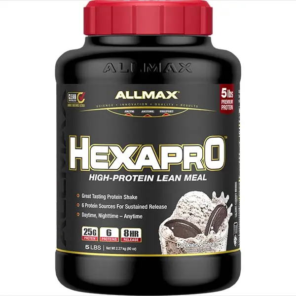 AllMax Nutrition AllMax - HexaPro / 5lb. преден изглед на опаковката Cookies & Cream