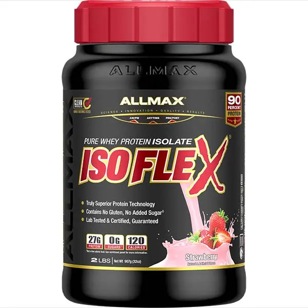 AllMax Nutrition AllMax - IsoFlex / 2lb. аромат Ягода, преден изглед на опаковката