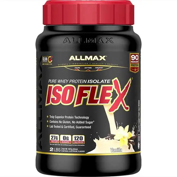 AllMax Nutrition AllMax - IsoFlex / 2lb. аромат Ванилия, преден изглед на опаковката