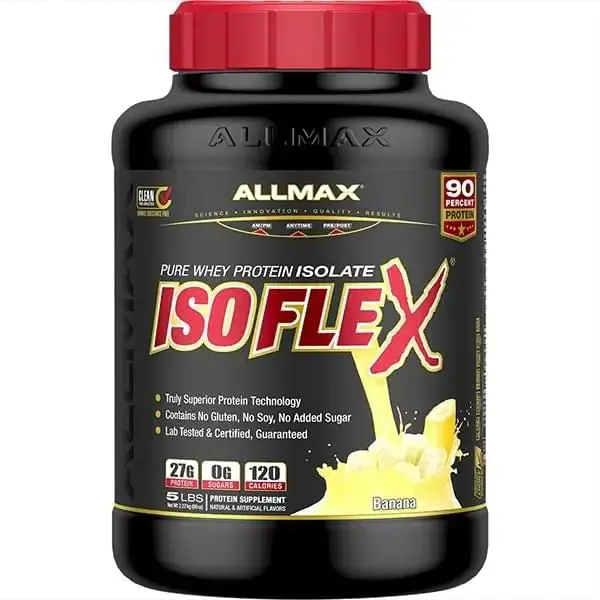 AllMax Nutrition AllMax - IsoFlex / 5lb. протеин с вкус банан - етикет