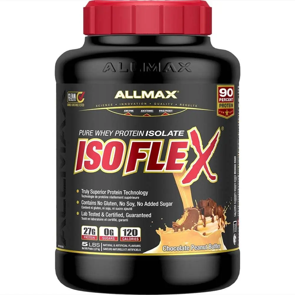 AllMax Nutrition AllMax - IsoFlex / 5lb. протеин с вкус шоколадов фъстък, преден изглед