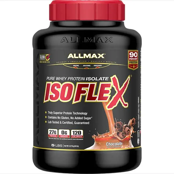 AllMax Nutrition AllMax - IsoFlex / 5lb. протеин с вкус шоколад, преден изглед