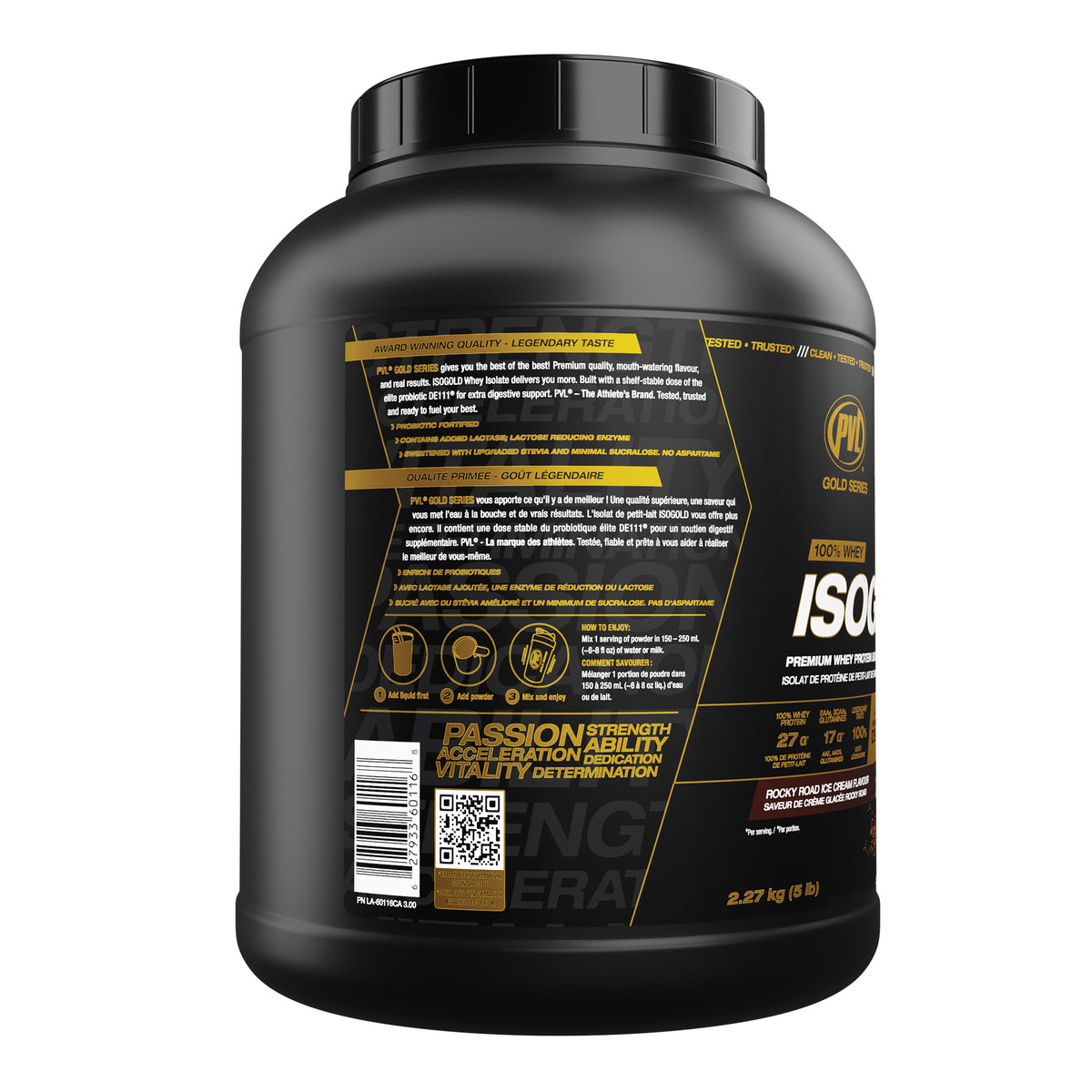 PVL IsoGold Whey Protein Isolate 2.27 кг - Vanilla етикет с информация