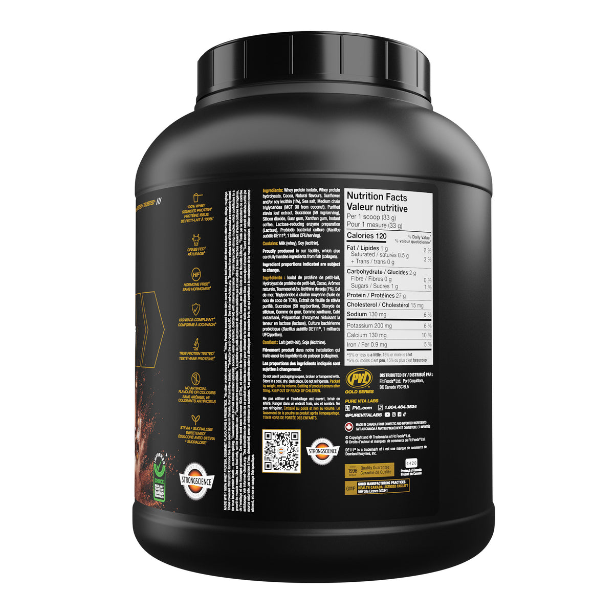 PVL IsoGold Whey Protein Isolate 2.27 кг - Vanilla хранителна таблица