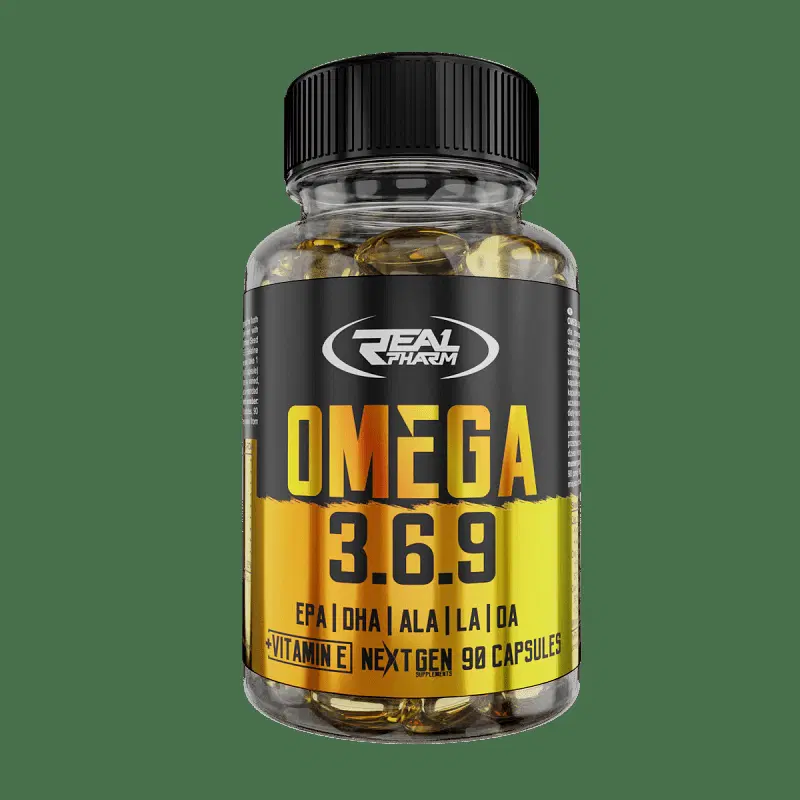Omega 3 6 9 Real Pharm 90 дражета преден изглед на опаковката