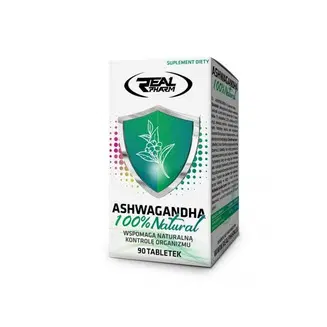 Real Pharm Ashwagandha 90 таблетки преден изглед на опаковката