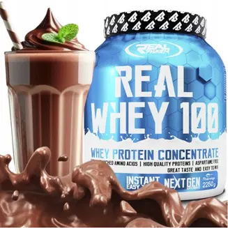 Real Pharm Real Whey 100 2250 грама опаковка и протеинов шейк