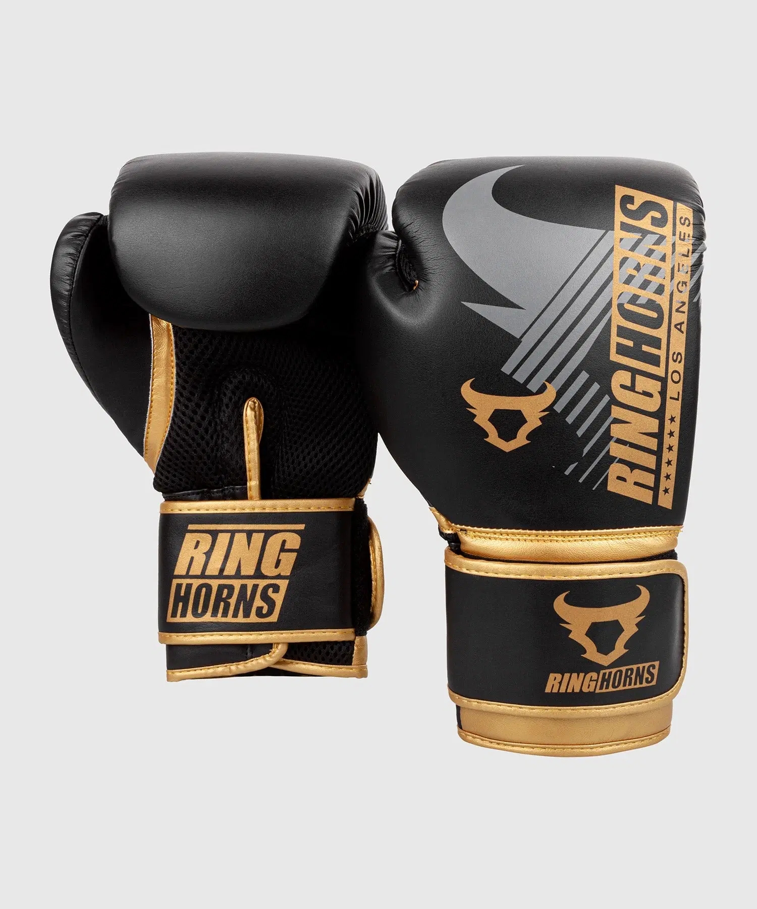 Ringhorns Charger MX Boxing Gloves черен преден изглед със златисти акценти