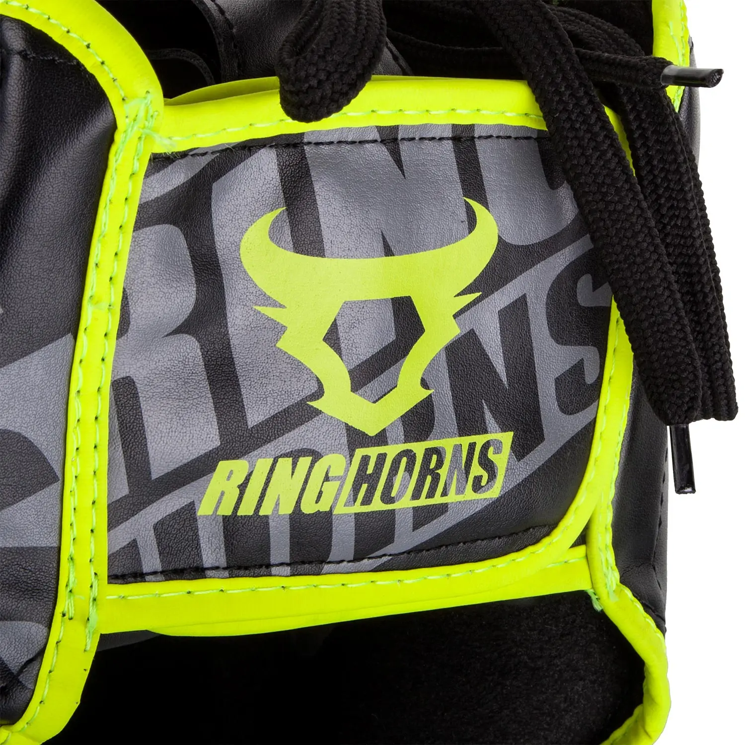 Ringhorns Nitro Headgear-Black/Neo Yellow детайл с логото