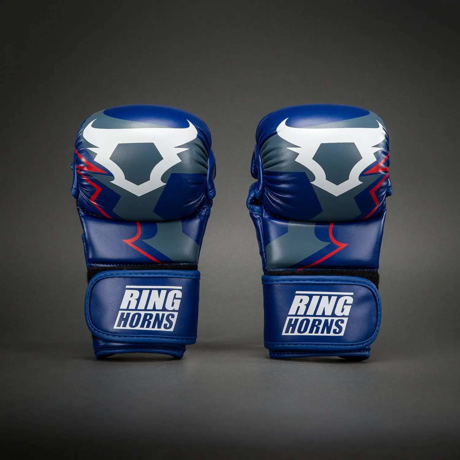 Ringhorns Charger by Venum MMA Sparring Gloves - Navy Blue/Red, чифт, преден изглед