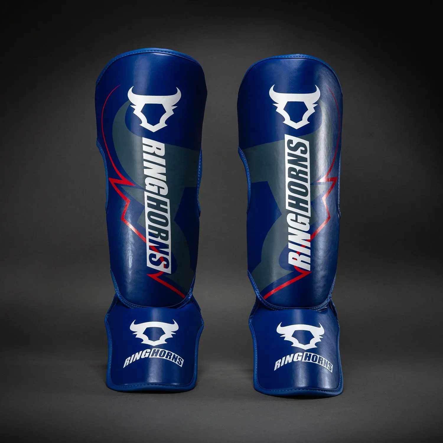 Ringhorns Charger by Venum Shin Guards - Navy Blue/Red, преден изглед