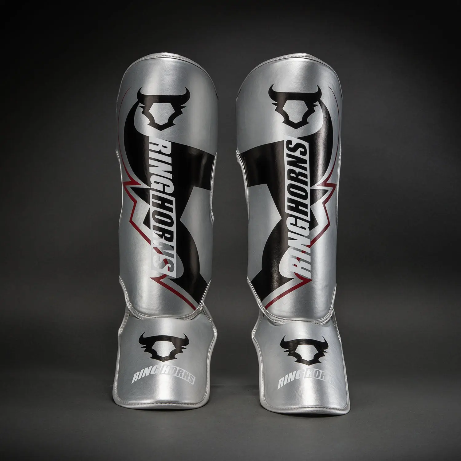 Ringhorns Charger by Venum Shin Guards - Silver/Black, заден изглед