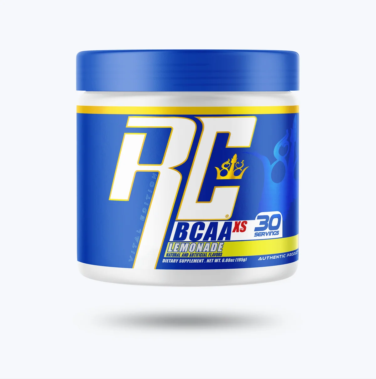 Опаковка Ronnie Coleman BCAA-XS 2:1:1 с вкус Лимонада на бял фон