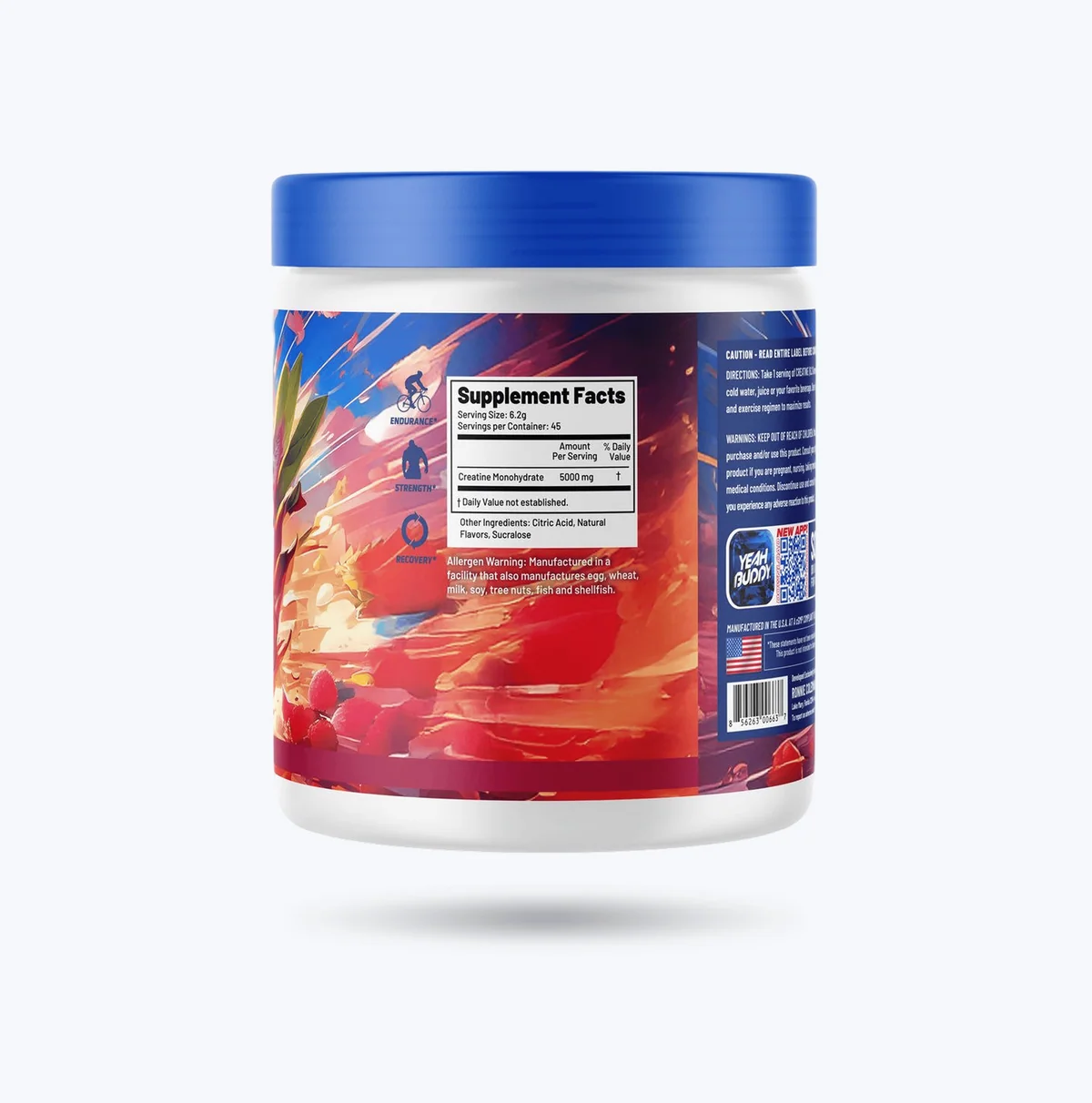 Три опаковки на Ronnie Coleman Creatine Adventure, подредени една до друга, показващи различните вкусове