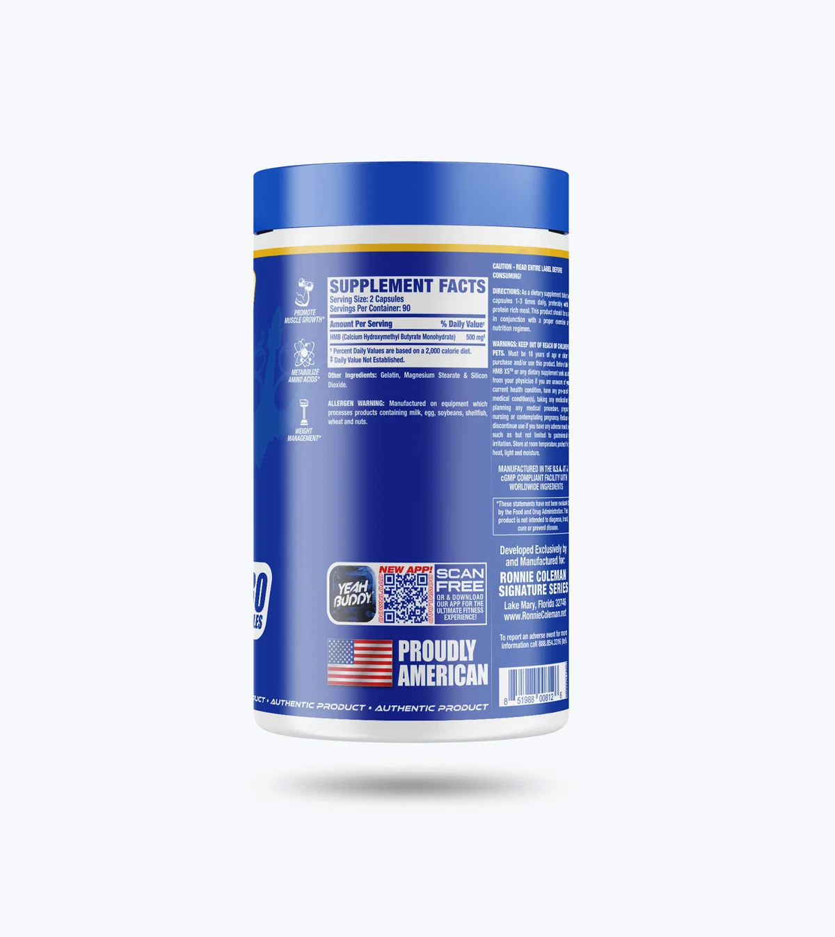 Подробен изглед на етикета на Ronnie Coleman HMB-XS